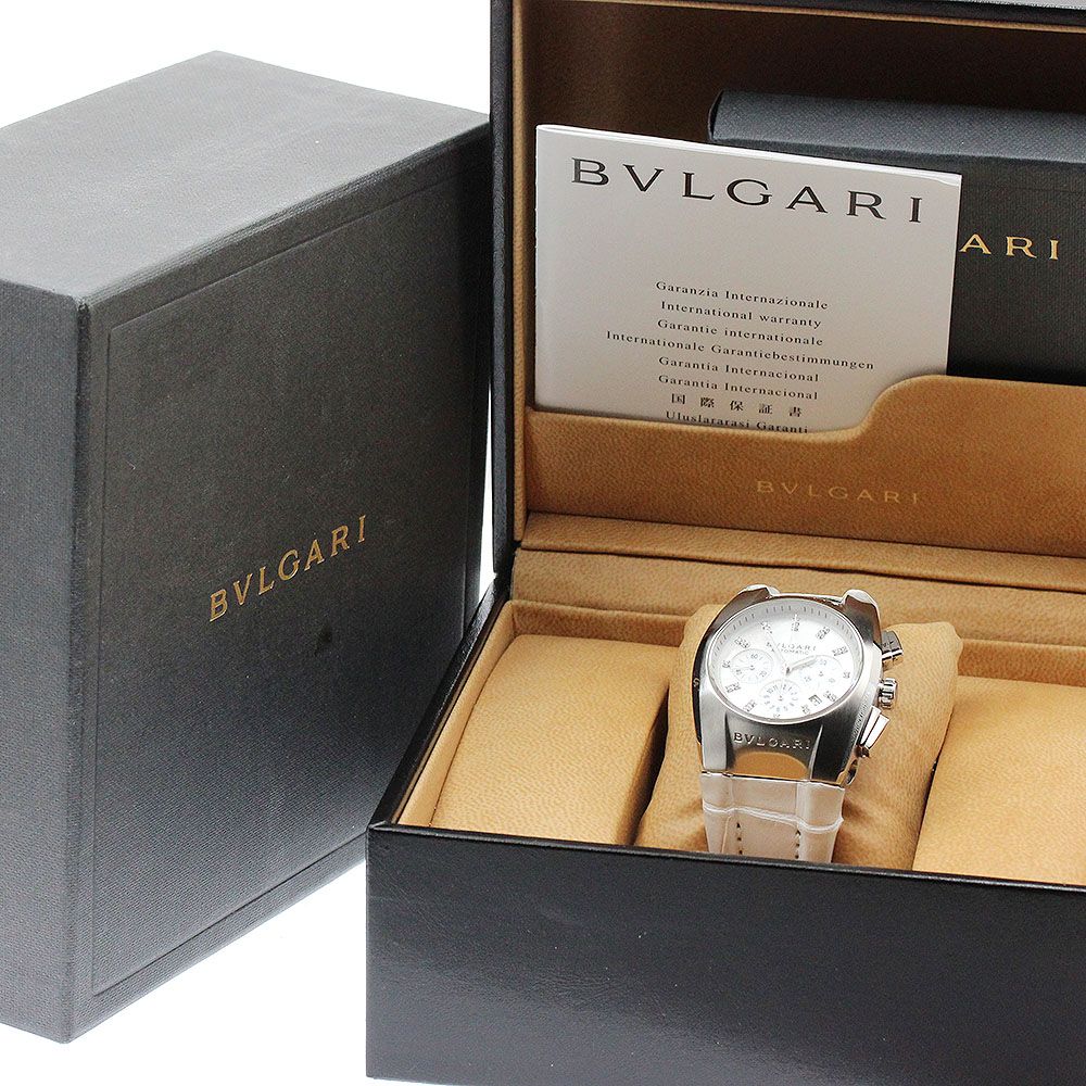 ブルガリ BVLGARI EG 35 SCH エルゴン クロノグラフ ダイヤモンドインデックス 自動巻き ボーイズ 箱 保証書付き_917513