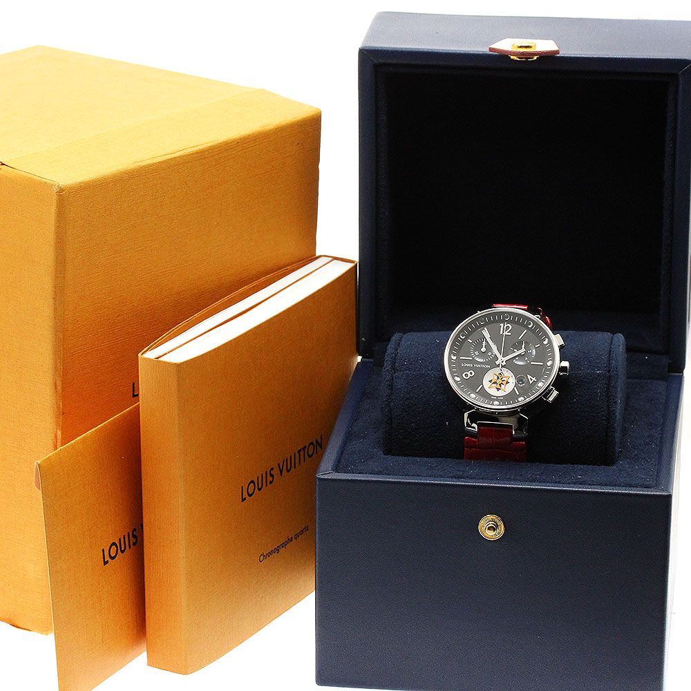 ルイ ヴィトン LOUIS VUITTON Q 8 G 01 タンブール ムーンスター クロノグラフ クォーツ ボーイズ 箱 保証書付き_908768