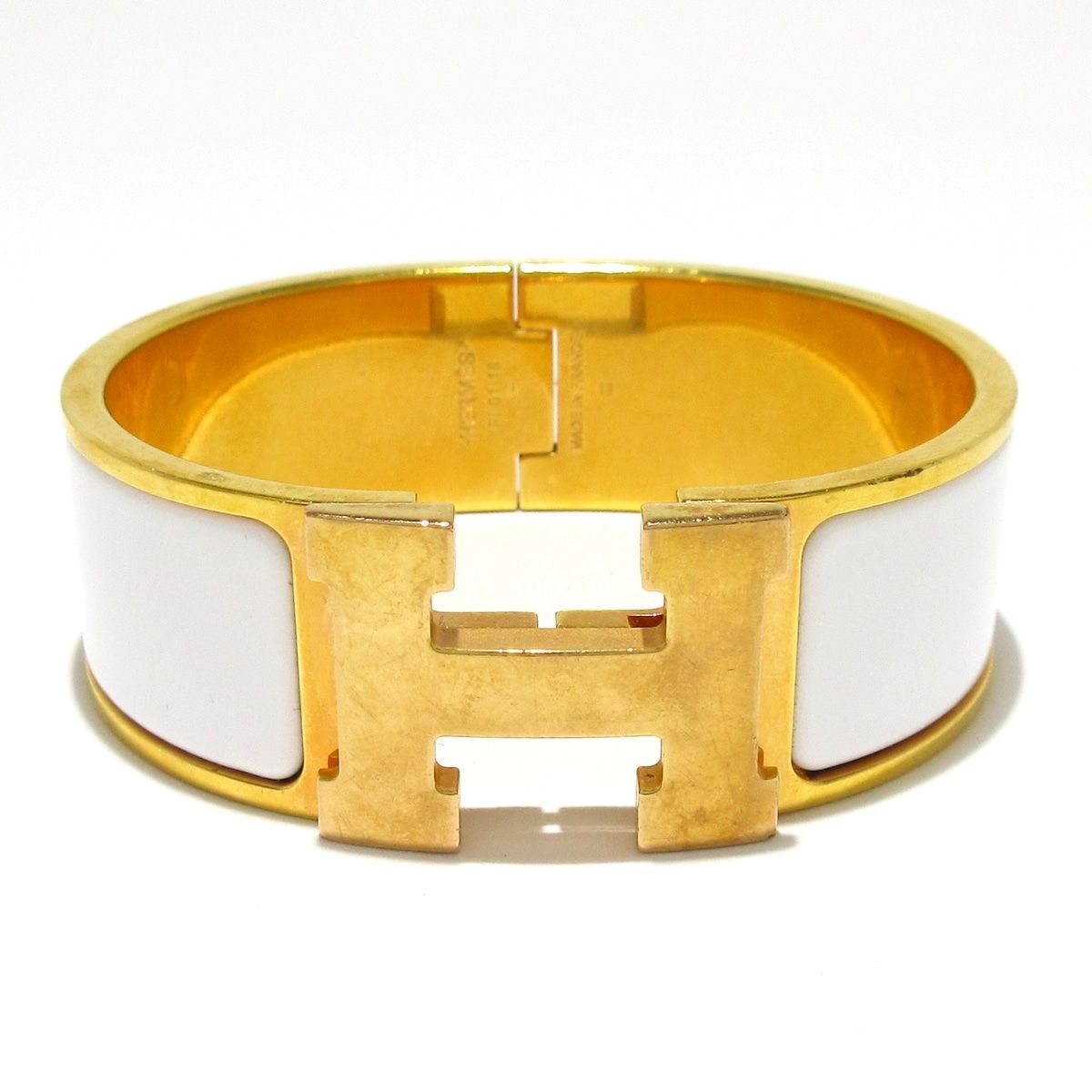 HERMES エルメス バングル クリック クラックH ピンクゴールド×白