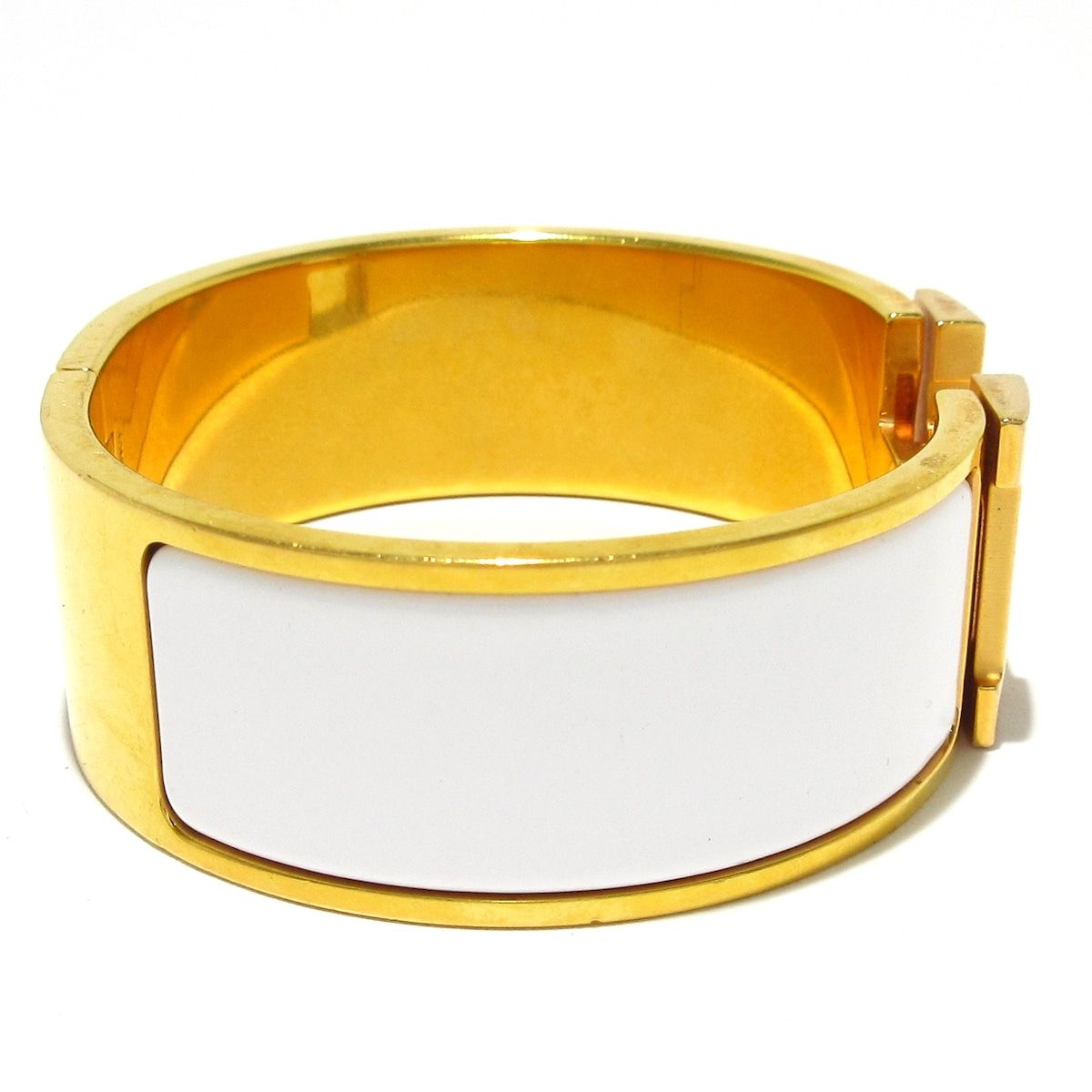 HERMES エルメス バングル クリック クラックH ピンクゴールド×白