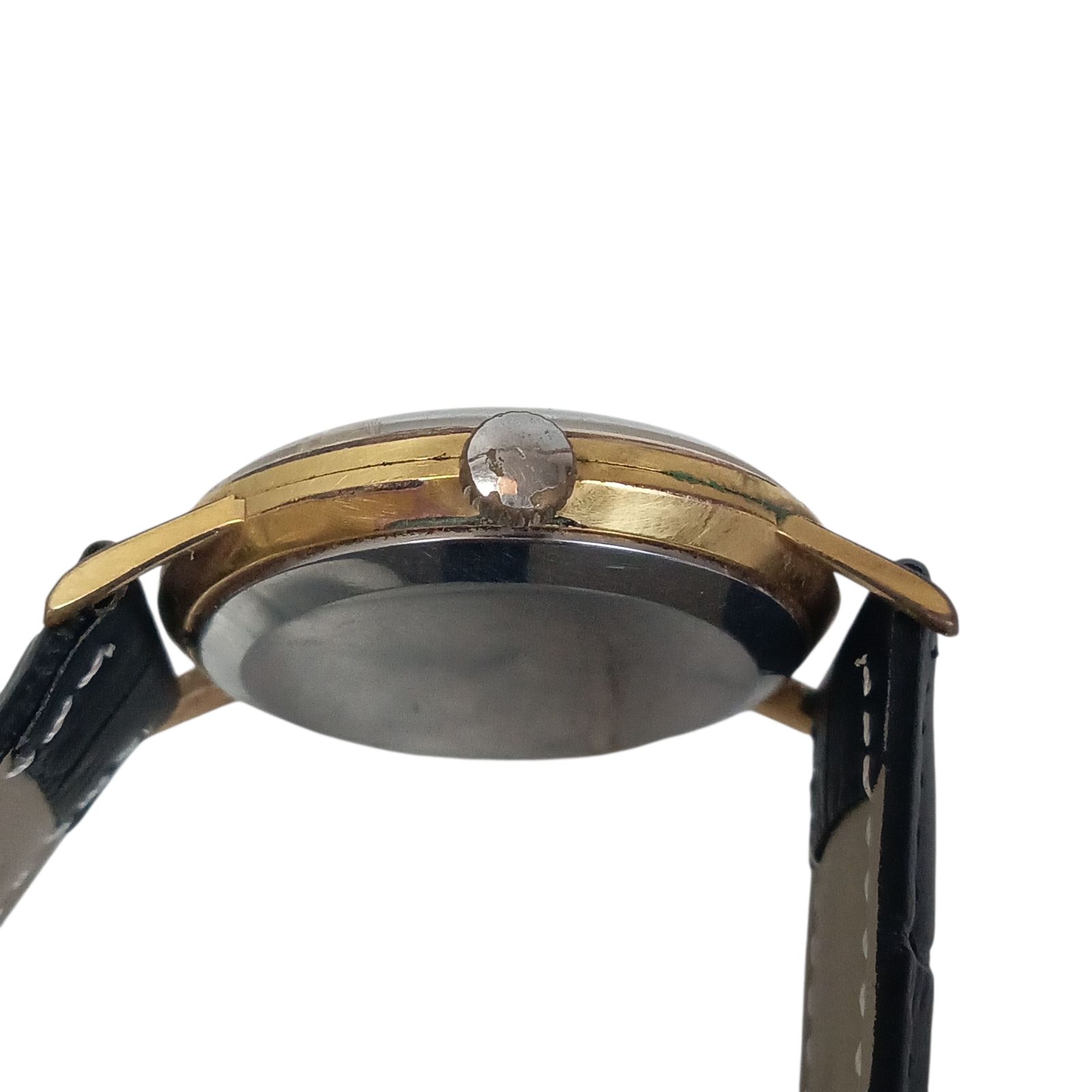  稼働 1103 2 SEIKO CROWN セイコー クラウン メンズ腕時計 15013 手巻き ゴールド文字盤 手巻き時計 腕時計(アナログ)