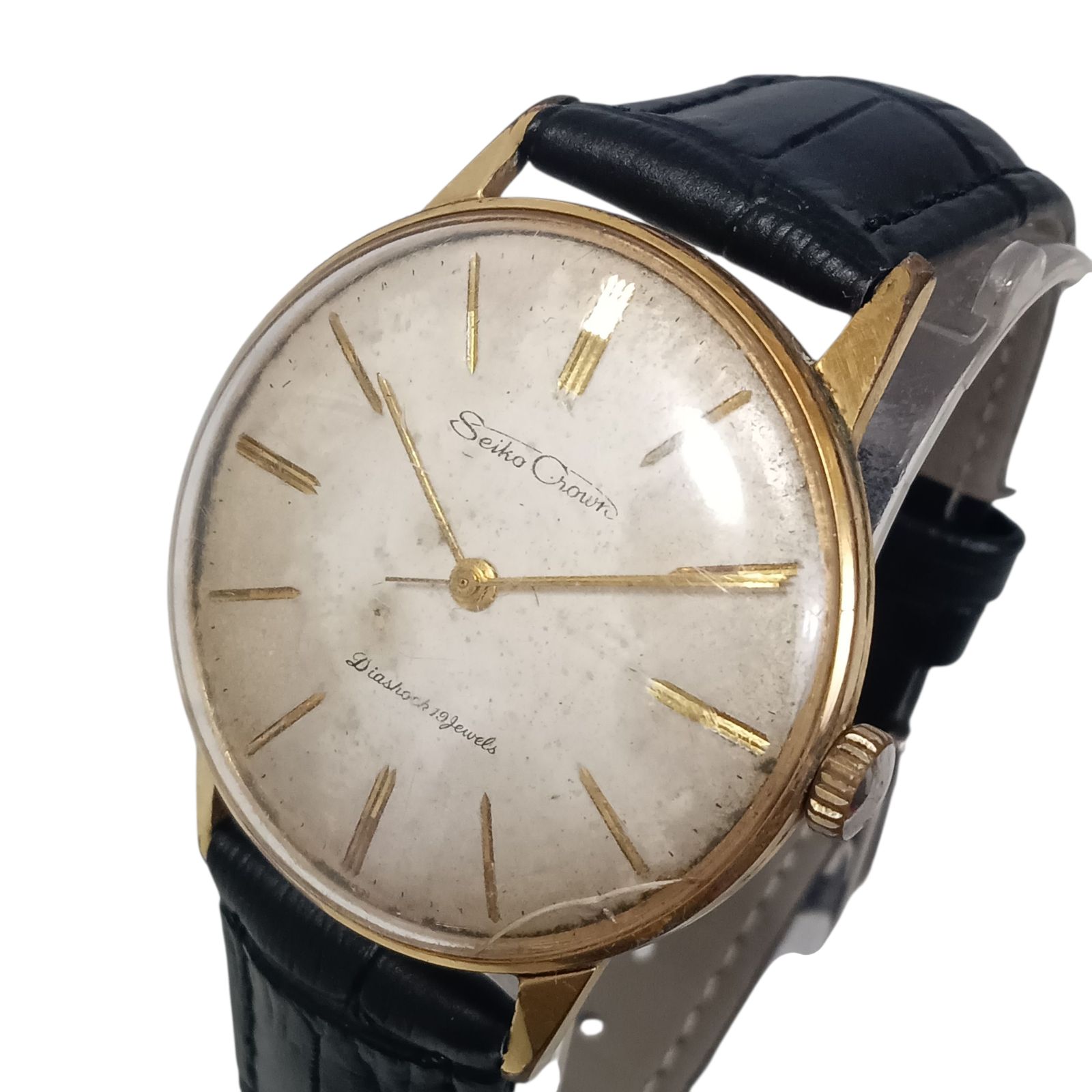 稼働 1103 2 SEIKO CROWN セイコー クラウン メンズ腕時計 15013 手巻き ゴールド文字盤