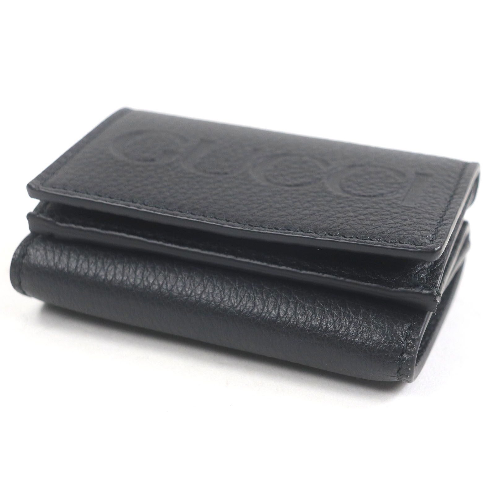 未使用品□GUCCI グッチ 736151 レザー エンボスロゴ コンパクト 