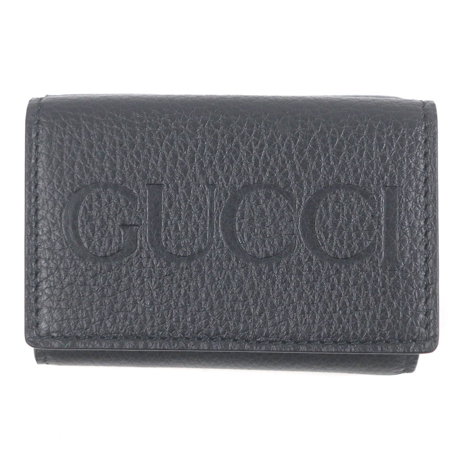 未使用品□GUCCI グッチ 736151 レザー エンボスロゴ コンパクト 