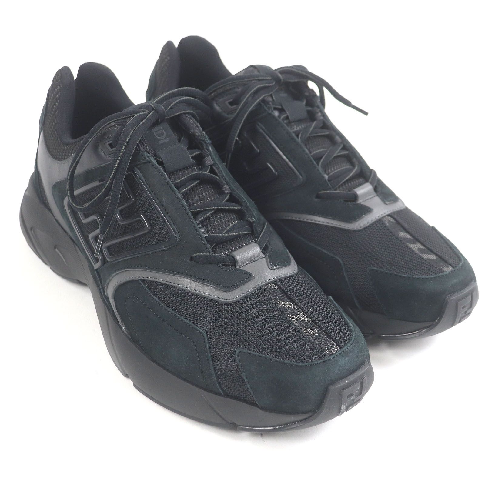 極美品□FENDI フェンディ 7E1555 Faster 一部ヌバックレザー FFロゴ