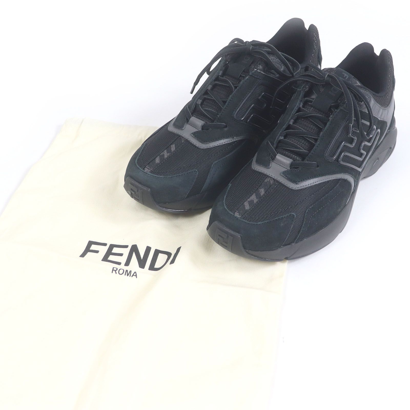 極美品□FENDI フェンディ 7E1555 Faster 一部ヌバックレザー FFロゴ
