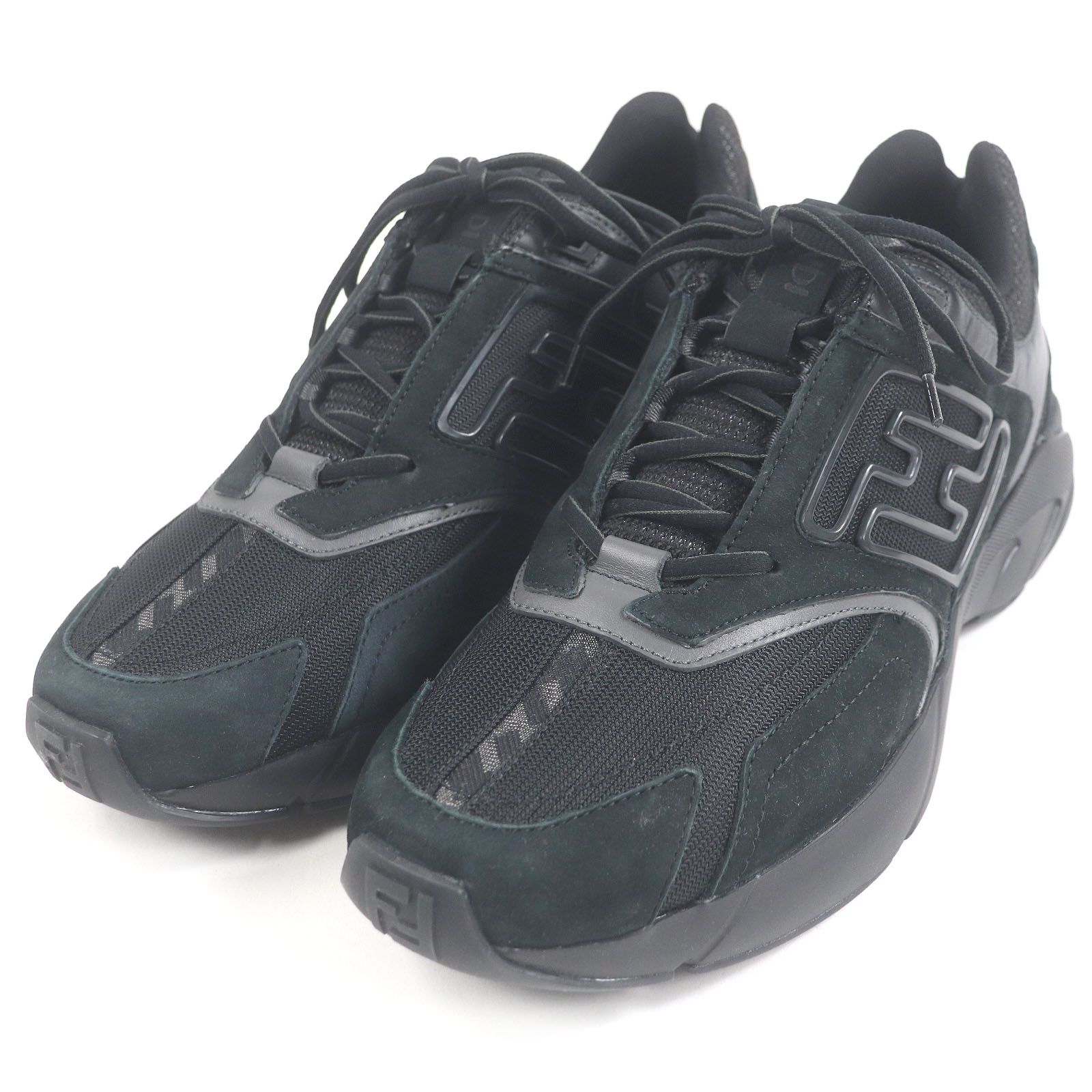 極美品□FENDI フェンディ 7E1555 Faster 一部ヌバックレザー FFロゴ