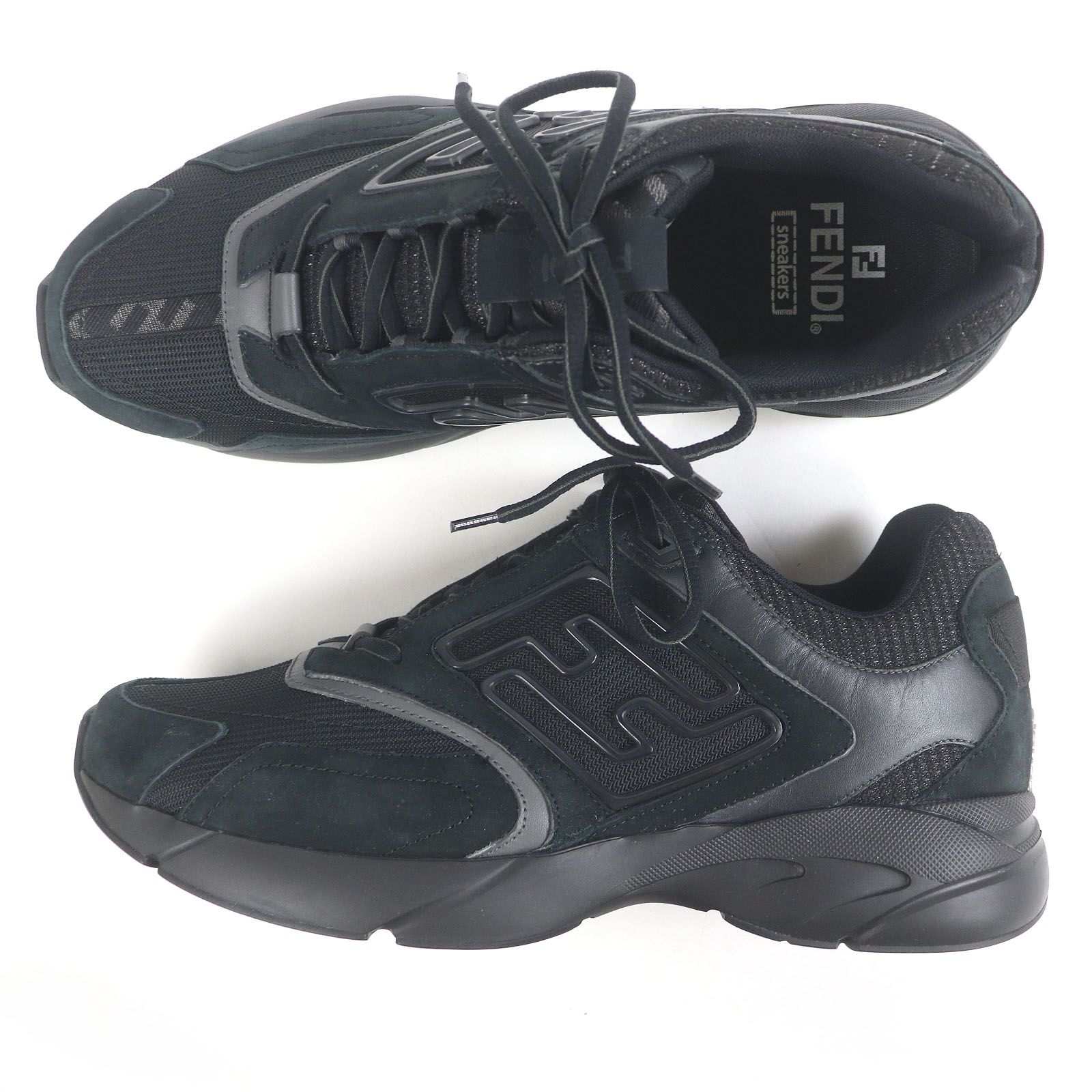 極美品□FENDI フェンディ 7E1555 Faster 一部ヌバックレザー FFロゴ