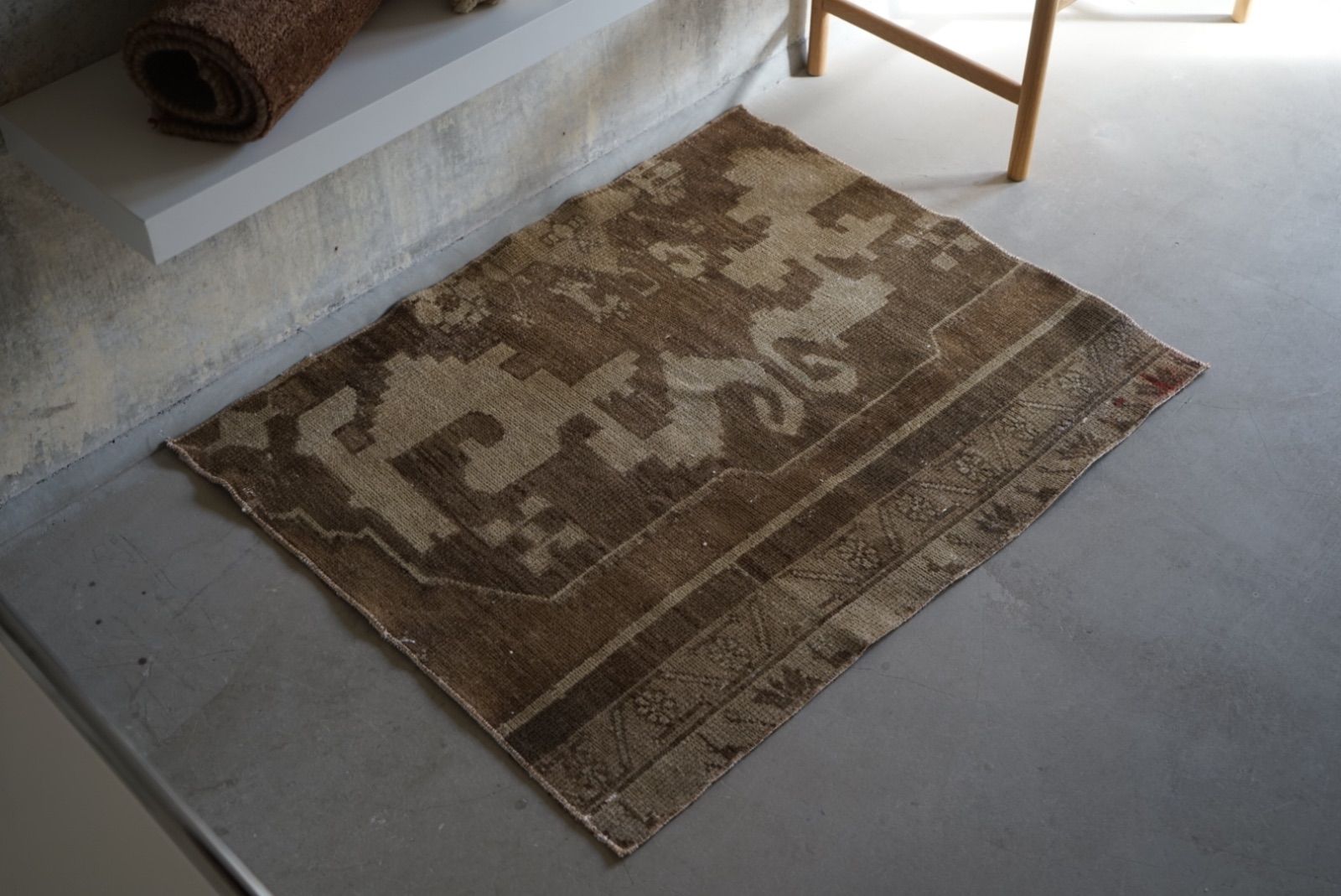 ヴィンテージラグ トルコ スモールサイズ ブラウン 98 × 78 cm No.TR25185