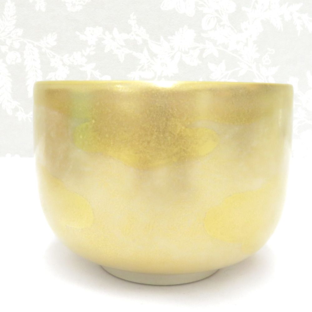 九谷焼 骨董・民芸品 食器 翠陶園 長谷川翠光 金彩老松文 茶盌 抹茶碗  