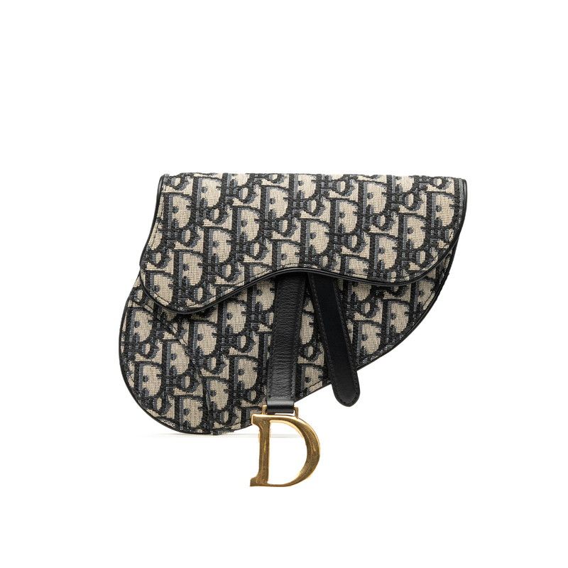 ディオール オブリーク サドル ボディバッグ ウエストバッグ ネイビー ベージュ キャンバス レザー レディース Dior 1-0236369