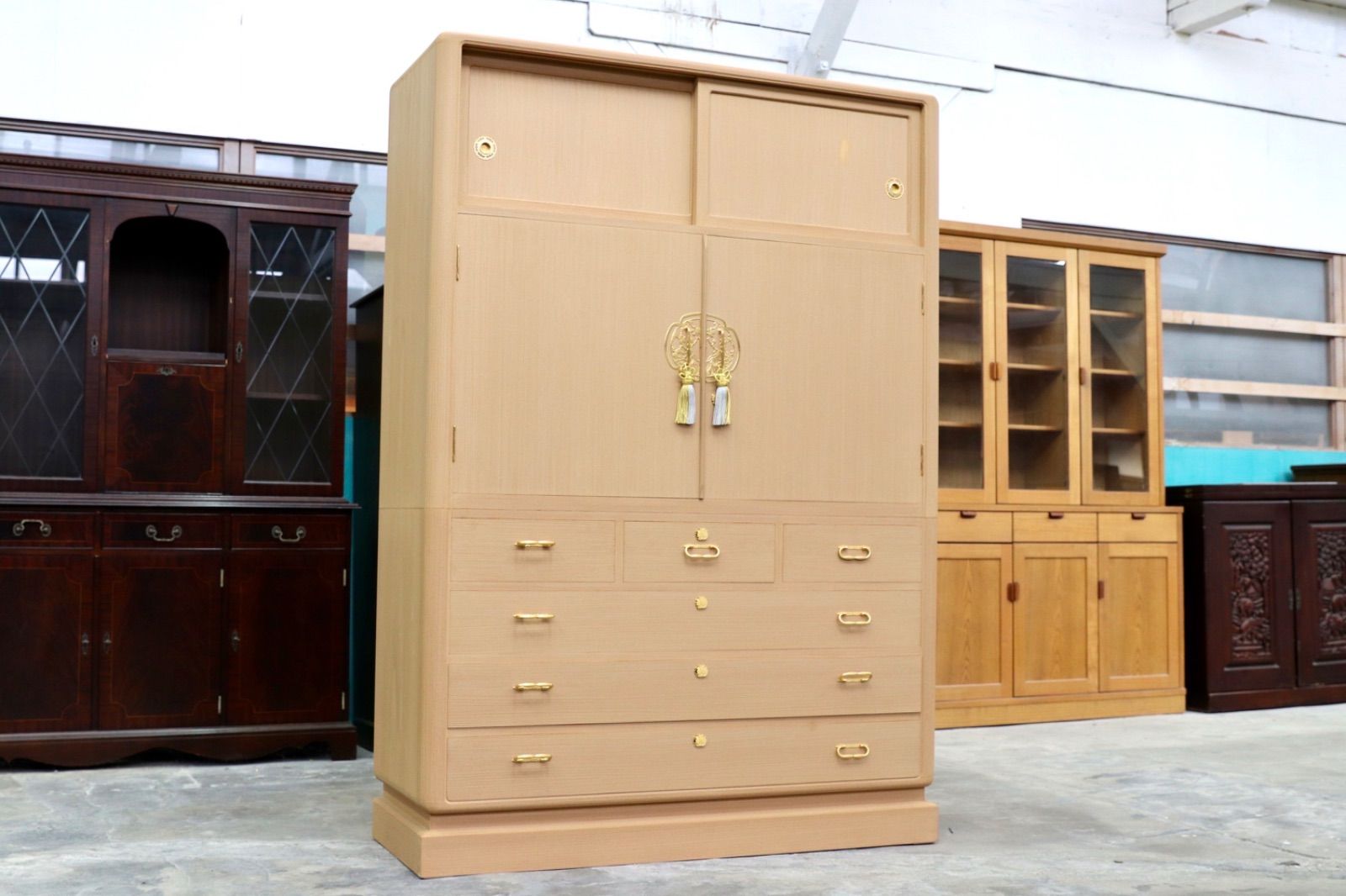 GMIS313 伝統工芸士 岡本国昭 紀州箪笥 和箪笥 着物箪笥 作家物 桐箪笥 和室 衣装箪笥 座敷 最 家具