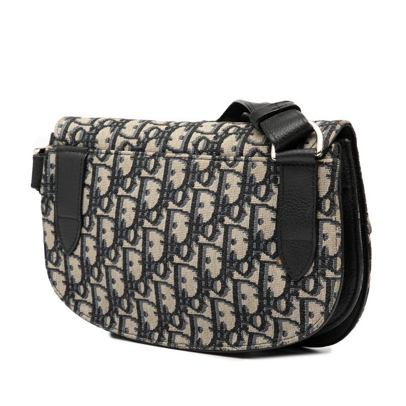 ディオール オブリーク サドル ボディバッグ ウエストバッグ ショルダーバッグ ネイビー ベージュ キャンバス レザー レディース Dior 1-0236420