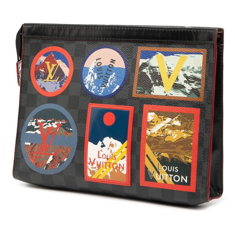 ルイ ヴィトン ダミエ グラフィット ポシェット ヴォワヤージュMM N60134 ブラック マルチ PVC メンズ LOUIS VUITTON 1-0236422