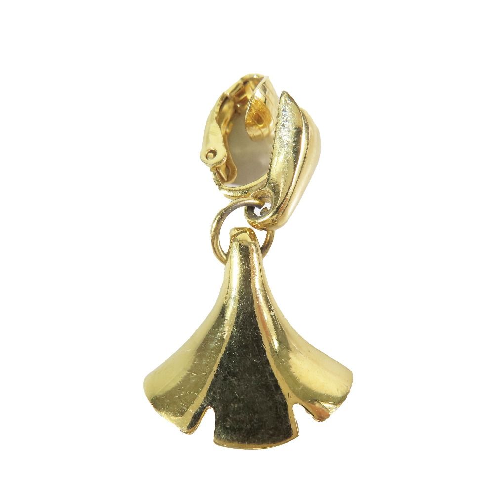 GIVENCHY ジバンシィ 2連 イヤリング イチョウ フラワーモチーフ 1978 ヴィンテージ ゴールド レディース 古着