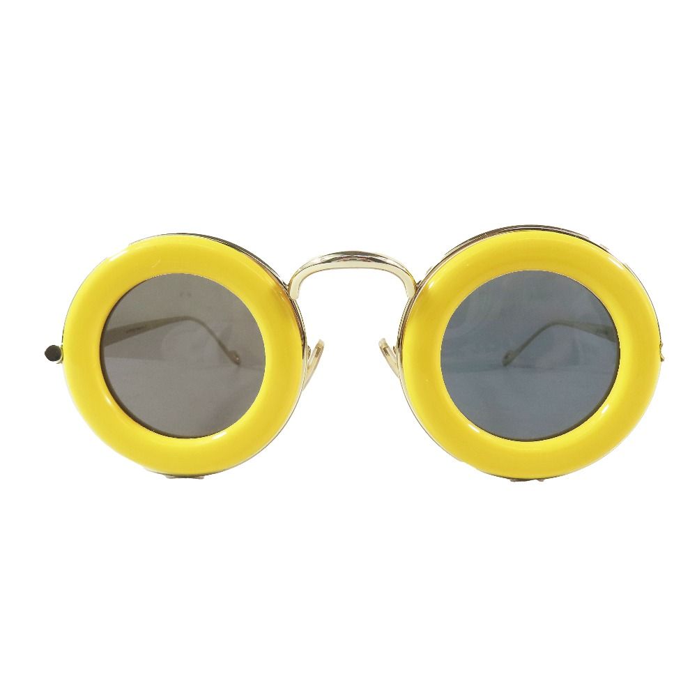 LOEWE ロエベ サングラス ラウンド型 LW40084U 眼鏡 アイウェア イタリア製 イエロー ゴールド レディース 古着