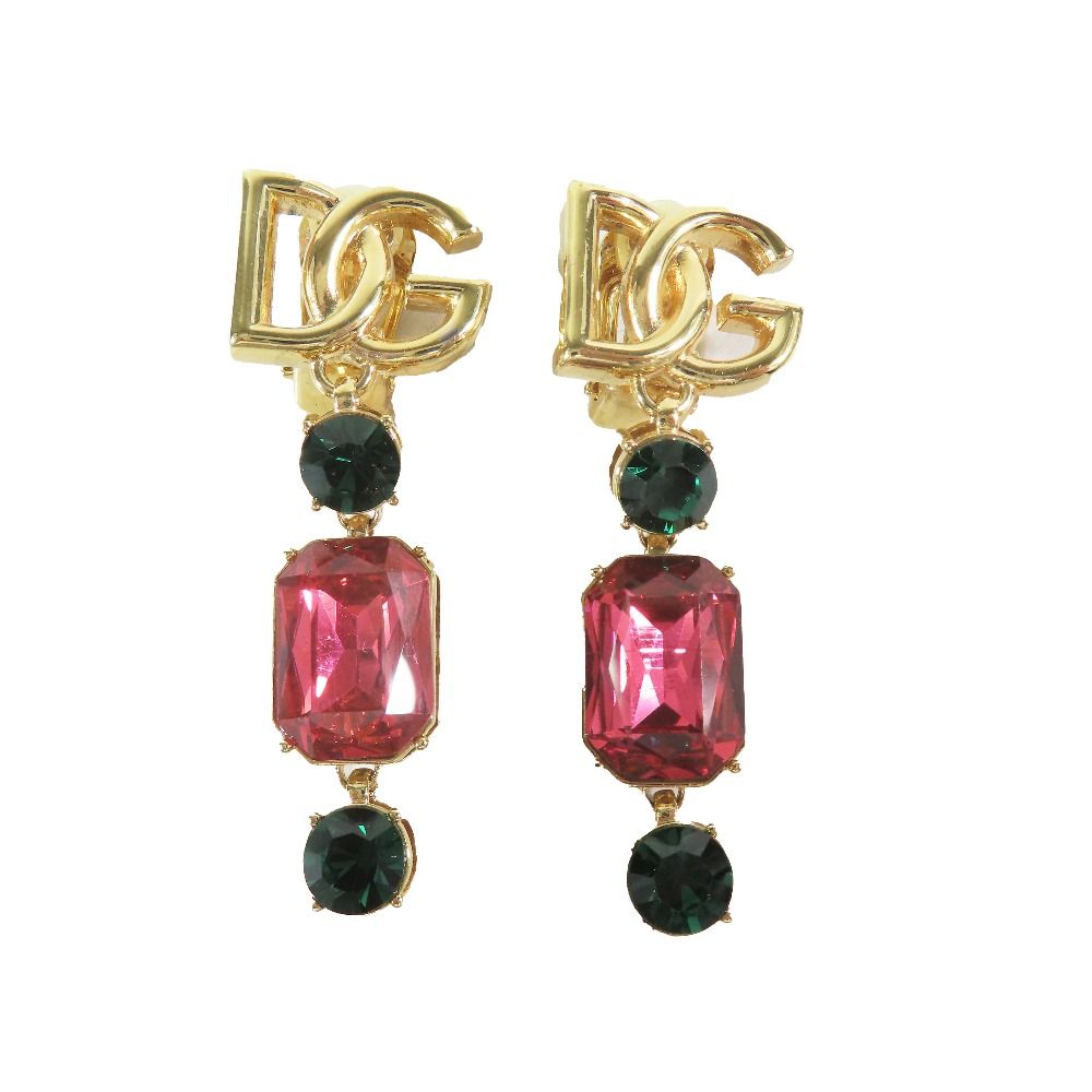 DOLCE-GABBANA ドルチェアンドガッパーナ ロング イヤリング ビジュー ストーン ジュエリー ゴールド レディース 古着