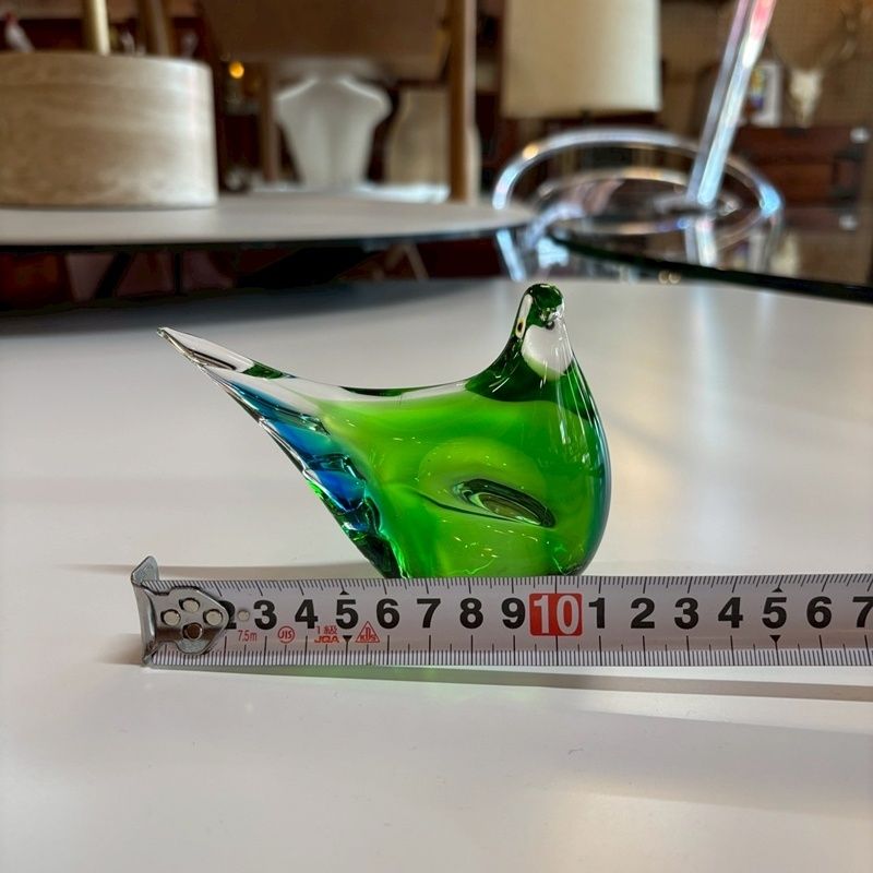 マルティグラス ガラス 鳥 グリーン 置物 約11cm MultiGlass トリ