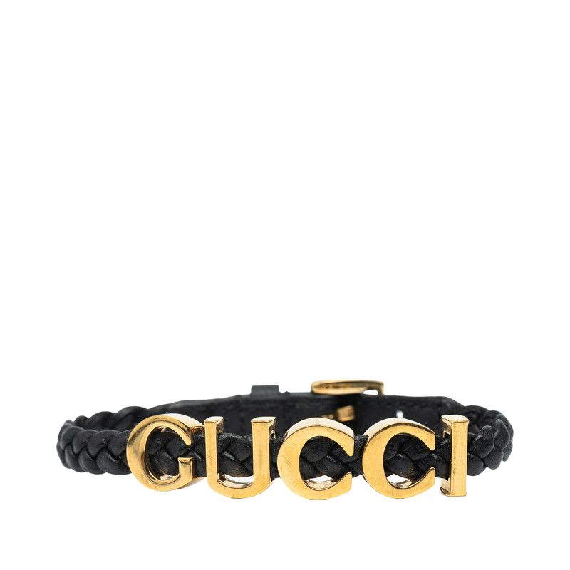 グッチ ロゴ ブラック ゴールド レザー メッキ レディース GUCCI 1-0236894
