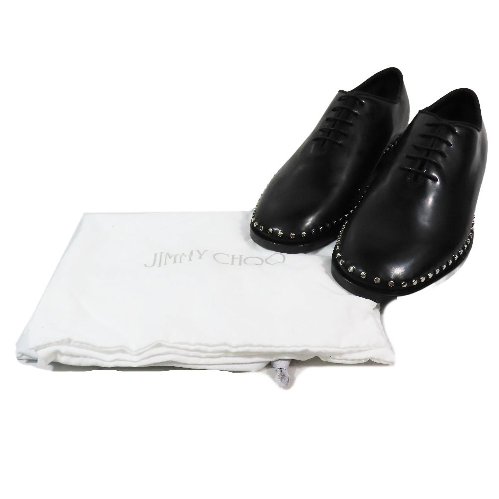  JIMMY CHOO ジミーチュウ レザー ドレスシューズ レースアップ スタッズ 革靴 39 ブラック メンズ 古着 ドレス ビジネスシューズ ブーツ 革靴