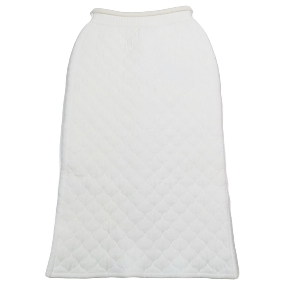 20年製 FENDI フェンディ キルトニット ラップ タイトスカート ロング ミモレ丈 フロントボタン 42 ホワイト レディース 古着