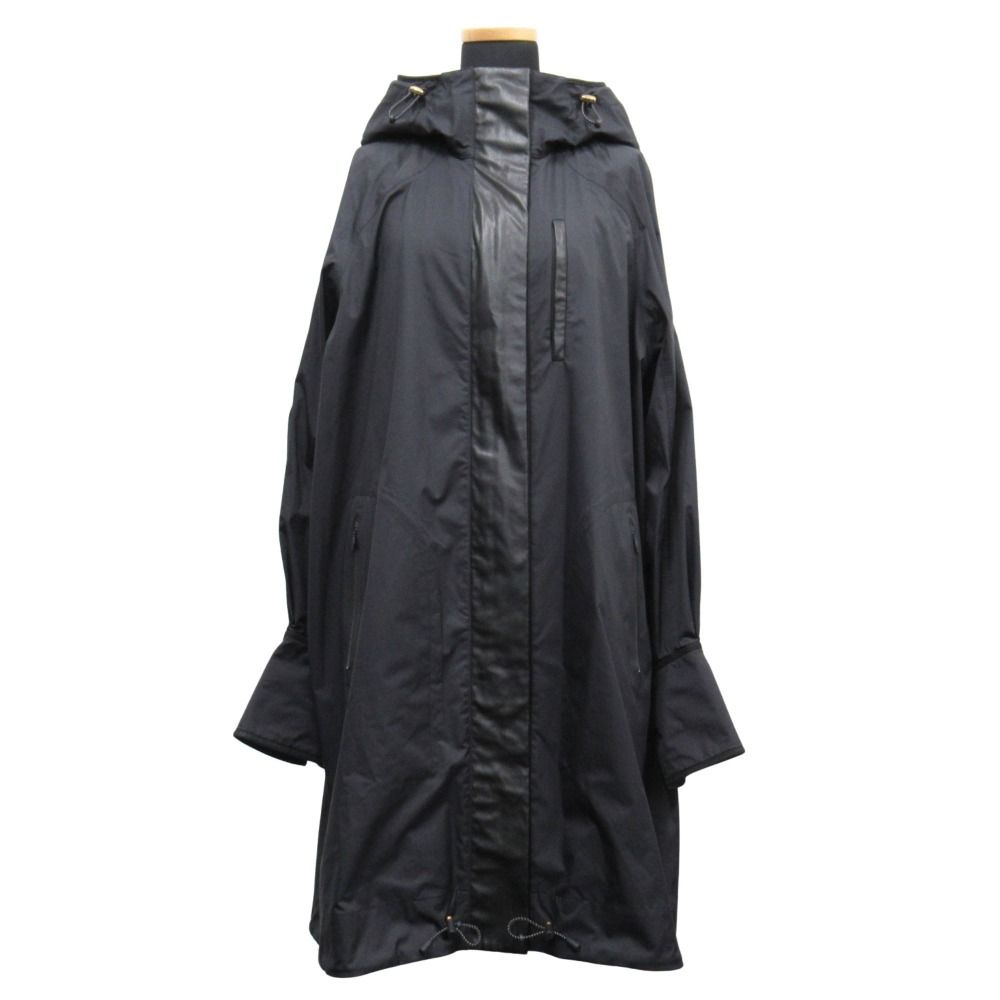 21AW Mame Kurogouchi マメクロゴウチ ナイロン フーデッド コート ジャケット ブルゾン サイズ2 黒 ブラック レディース 古着