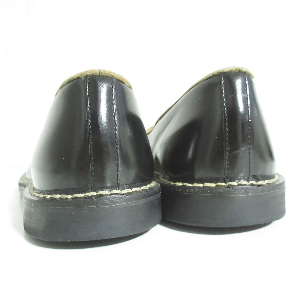  Y s ワイズ ヨウジヤマモト ホワイトステッチ レザー スリッポン シューズ YV-E 05-761-2-2 サイズ2 22.5 cm相当 ブラック レディース 古着 スリッポン 靴