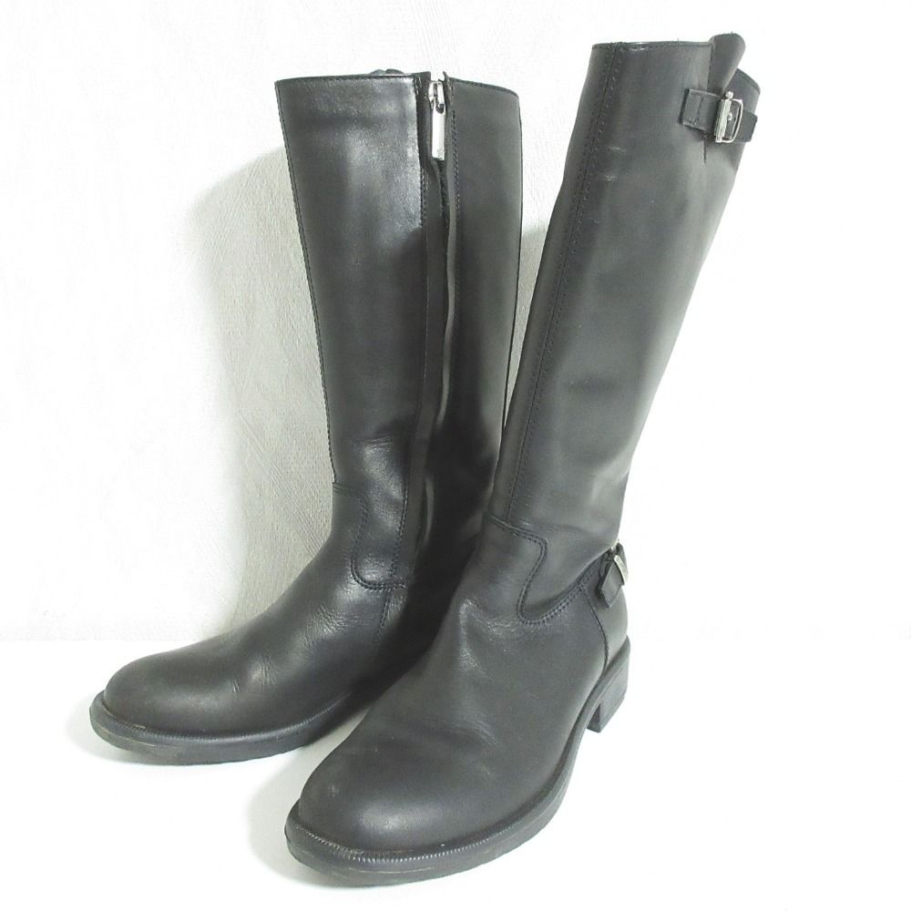 ARMANI アルマーニ レザーロングブーツ キッズサイズ31 19 5 cm相当 ブラック キッズ 古着
