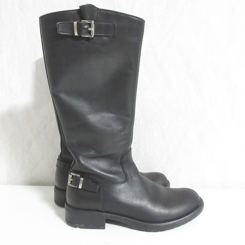 ARMANI アルマーニ レザーロングブーツ キッズサイズ31 19.5 cm相当 ブラック キッズ 古着