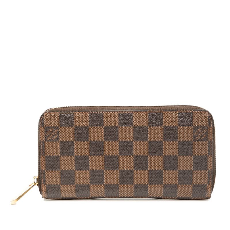 ルイ ヴィトン ダミエ ジッピーウォレット ラウンドファスナー 長財布 N60015 ブラウン PVC レディース LOUIS VUITTON 244-38431