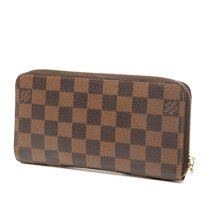 ルイ ヴィトン ダミエ ジッピーウォレット ラウンドファスナー 長財布 N60015 ブラウン PVC レディース LOUIS VUITTON 244-38431