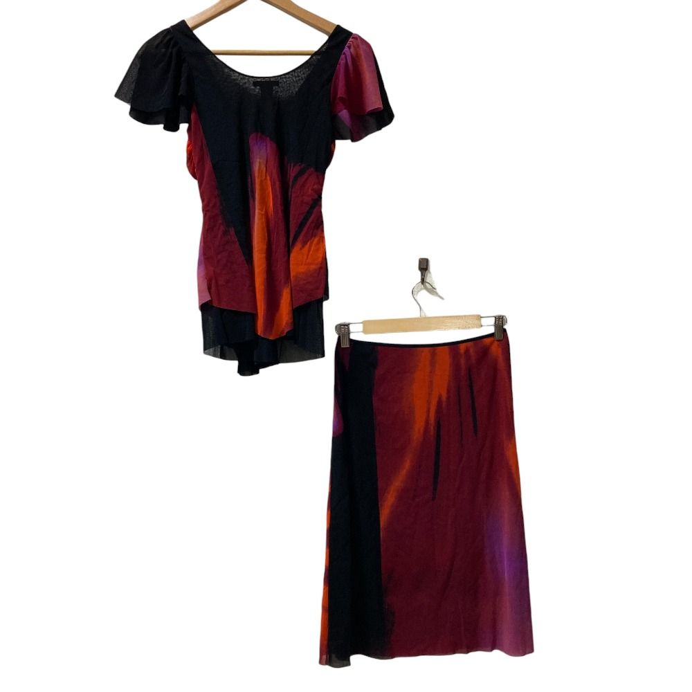VIVIENNE TAM ヴィヴィアンタム パワーネット タイダイ トップス スカート セットアップ 0 1 マルチ レディース 古着
