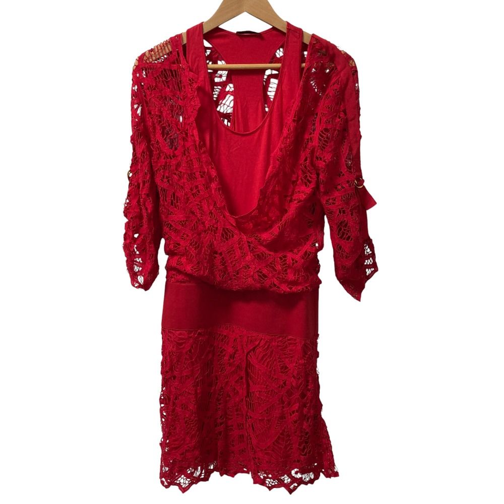 VIVIENNE TAM ヴィヴィアンタム レイヤード レース ワンピース サイズ1 レッド レディース 古着