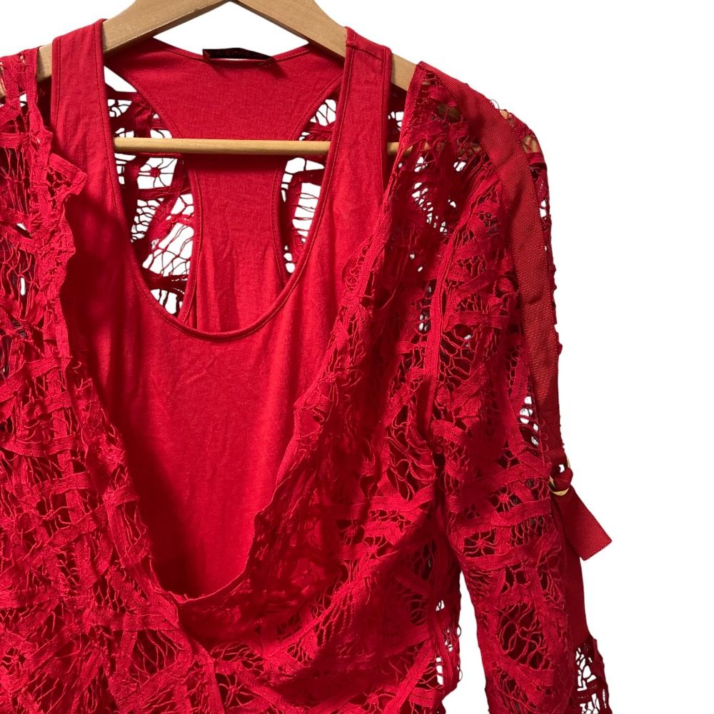 VIVIENNE TAM ヴィヴィアンタム レイヤード レース ワンピース サイズ1 レッド レディース 古着