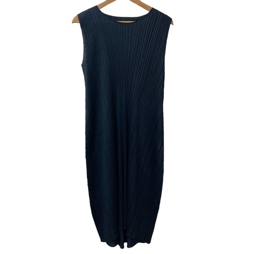 PLEATS PLEASE ISSEY MIYAKE プリーツプリーズ イッセイミヤケ ノースリーブ ワンピース PP83-JH226 サイズ4 ネイビー レディース 古着