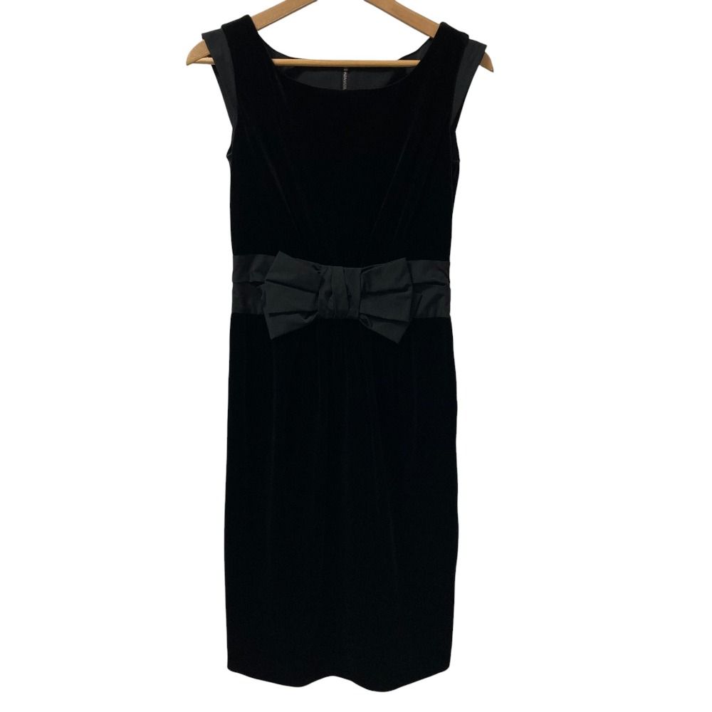 VELOUR NOIR by FOXEY NEWYORK ベロア ノワール フォクシーニューヨーク ベロア リボン ドレス ワンピース 29290 40 ブラック レディース 古着