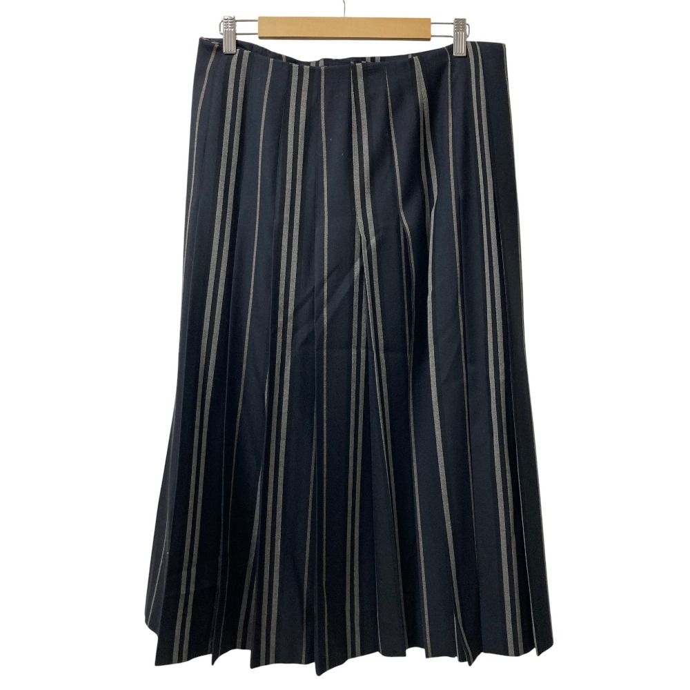 BURBERRY LONDON バーバリーロンドン ストライプ プリーツ キルト ロングスカート サイズ15 ブラック レディース 古着 MERCADOAVALIA_COM_BR