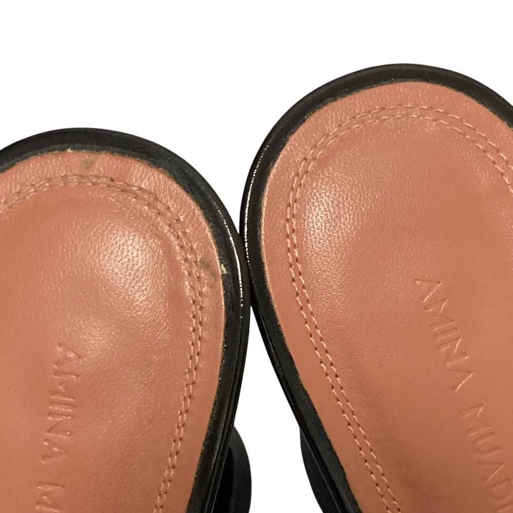  AMINA MUADDIN アミナモアディ LUPITA パテントサンダル サイズ39 約26 cm ブラック レディース 古着 サンダル サンダル ミュール