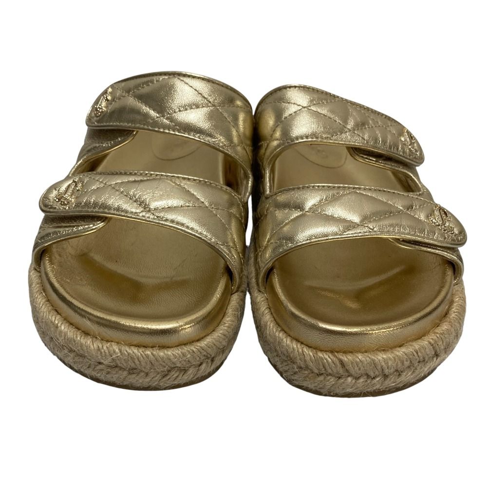 JIMMY CHOO ジミーチュウ JCフラットサンダル サイズ36 約23cm ゴールド レディース 古着