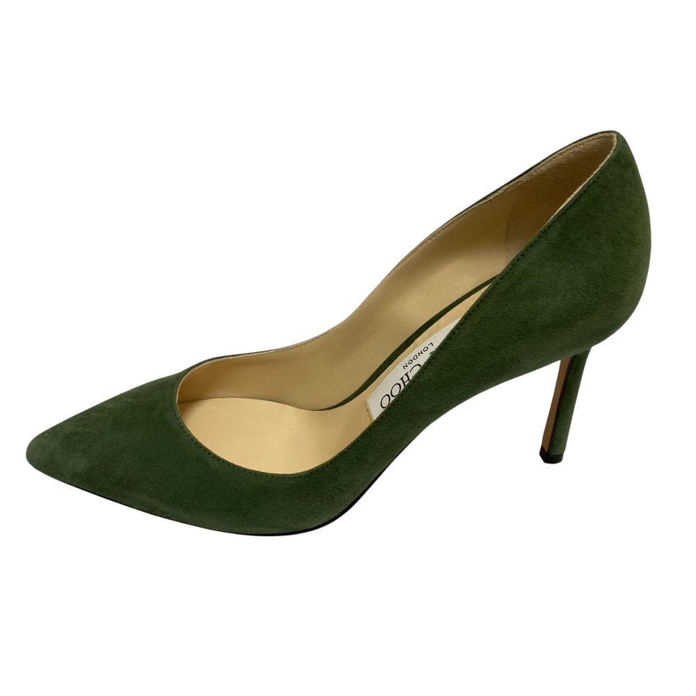 【美中古品】jimmy choo ジミーチュウ　グリーンパンプス　スエード 新品同様 JIMMY CHOO ジミーチュウ ROMY85 ポインテッドトゥ