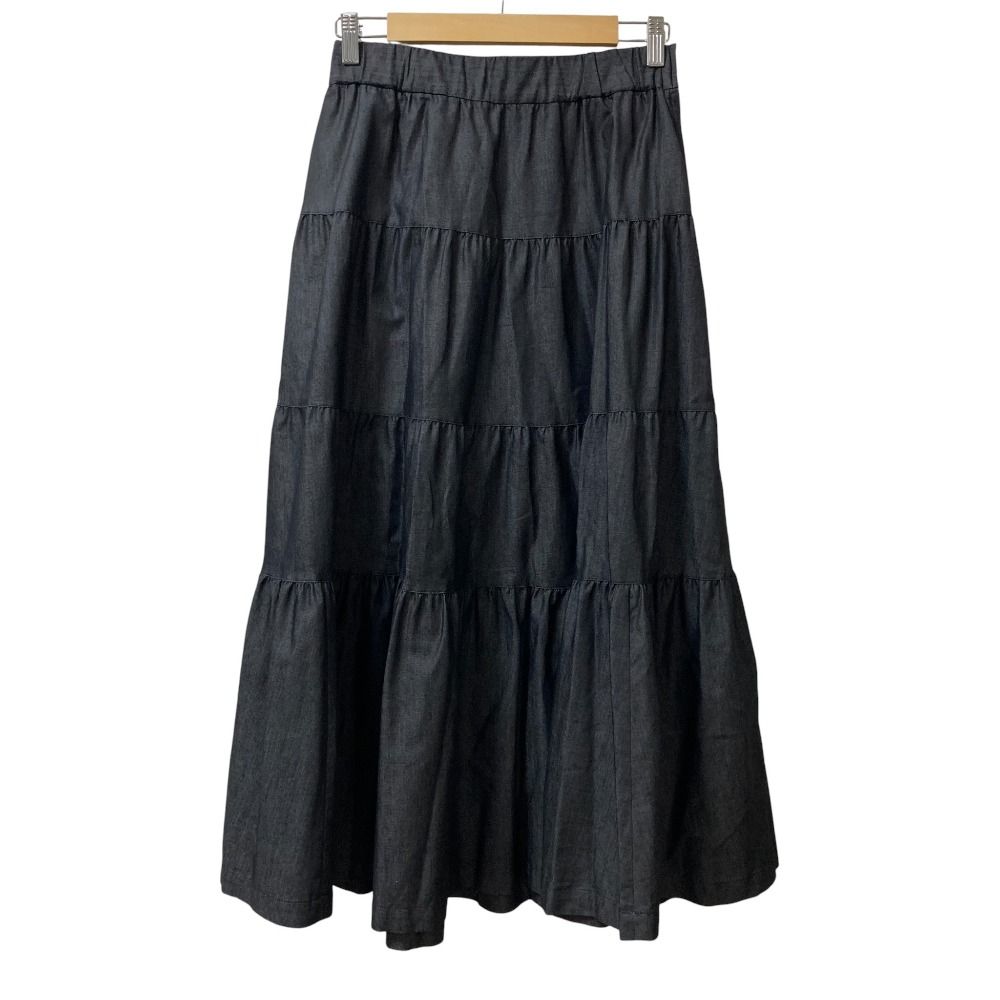 INGEBORG インゲボルグ カイハラライトデニムティアードスカート サイズ4 ブラック レディース 古着