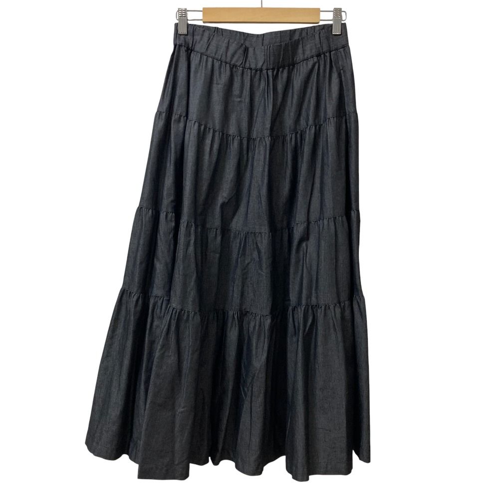 INGEBORG インゲボルグ カイハラライトデニムティアードスカート サイズ4 ブラック レディース 古着 GULLKHAN_COM