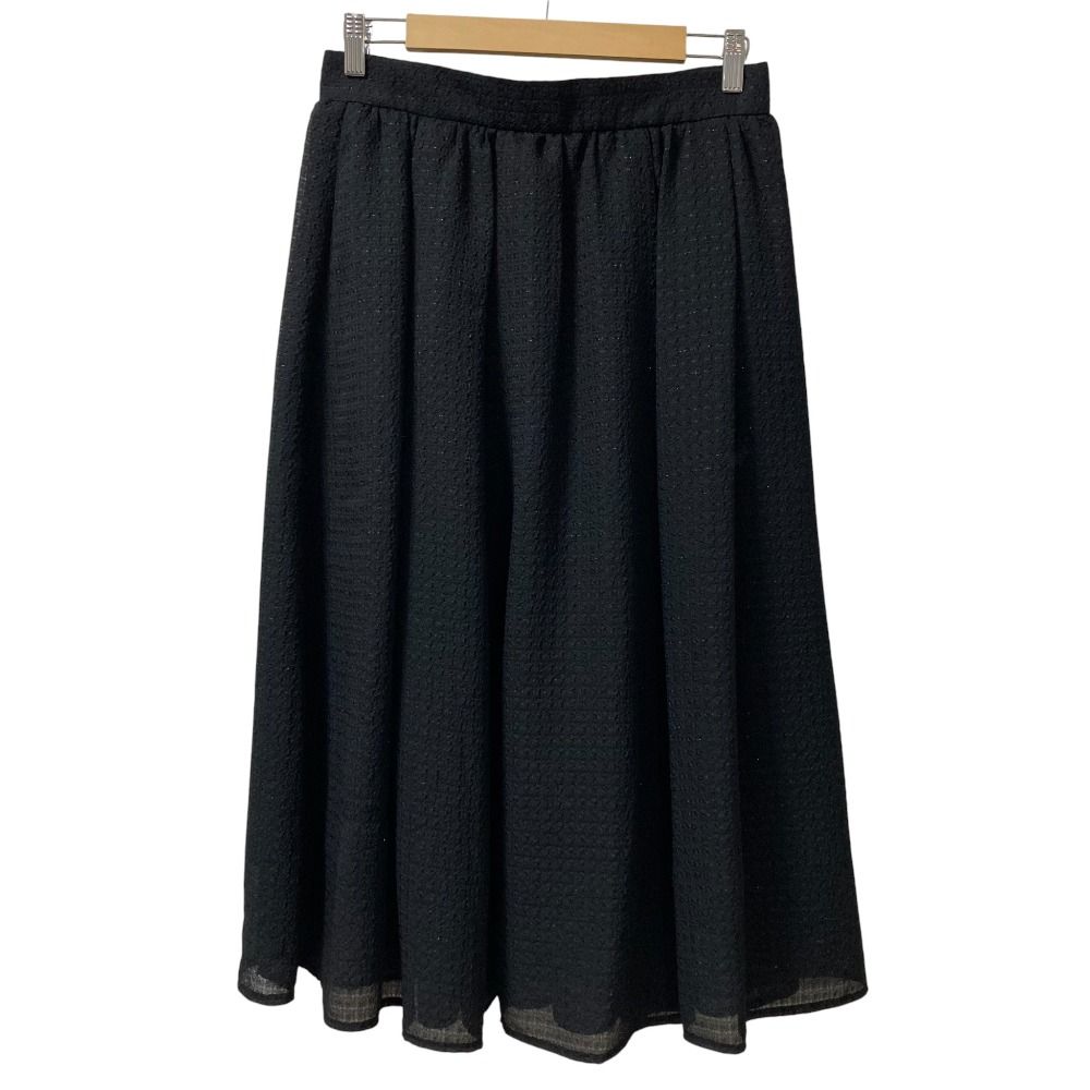 Rene ルネ シアー ギャザーロングスカート 6224070 サイズ38 ブラック レディース 古着