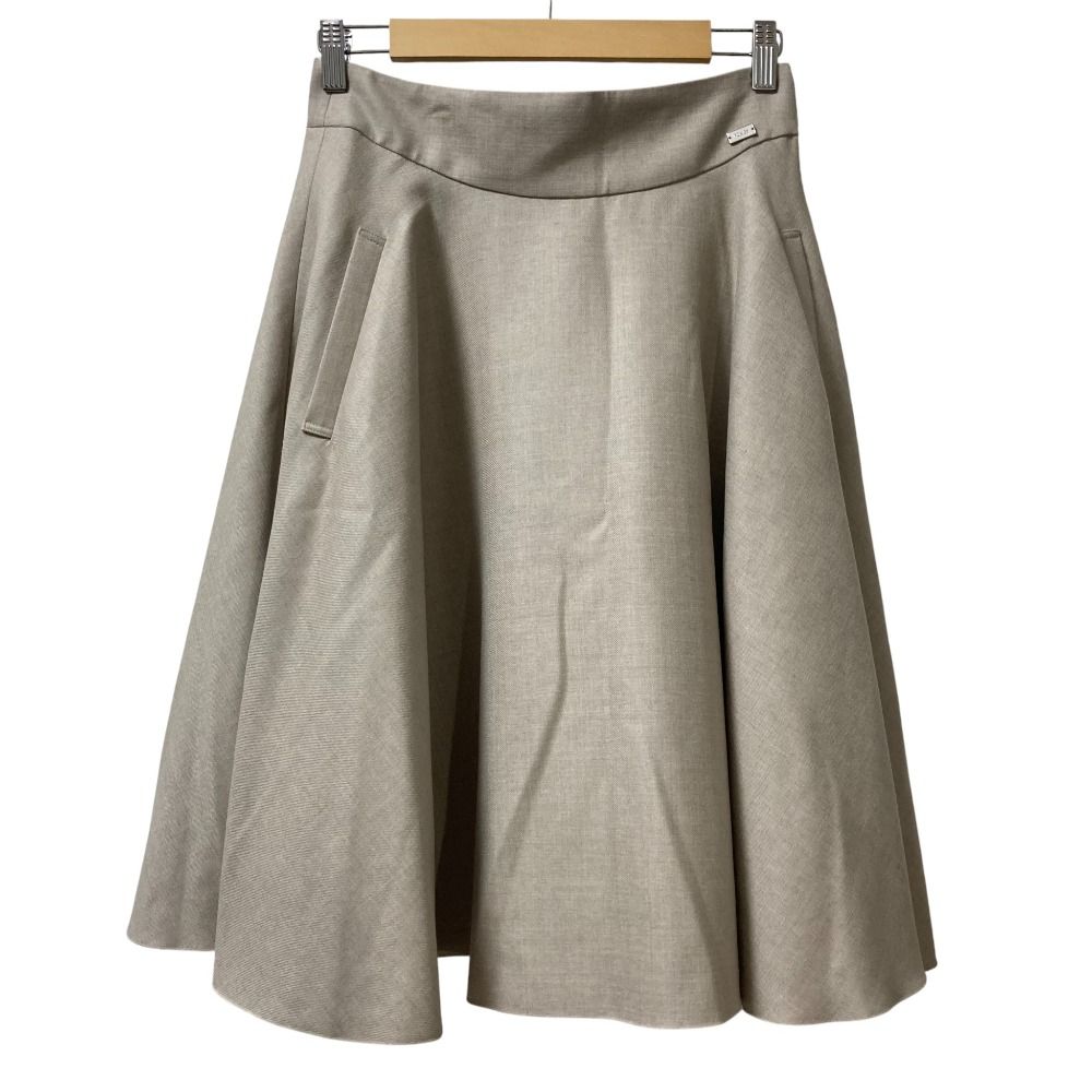 FOXEY フォクシー Snow Flare サーキュラー ウール フ スカート 40882 サイズ42 ベージュ レディース 古着