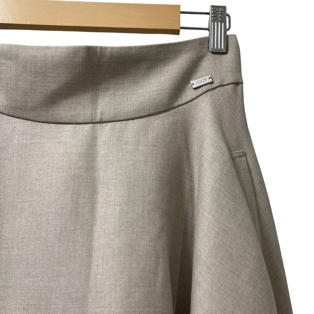 FOXEY フォクシー Snow Flare サーキュラー ウール フ スカート 40882 サイズ42 ベージュ レディース 古着