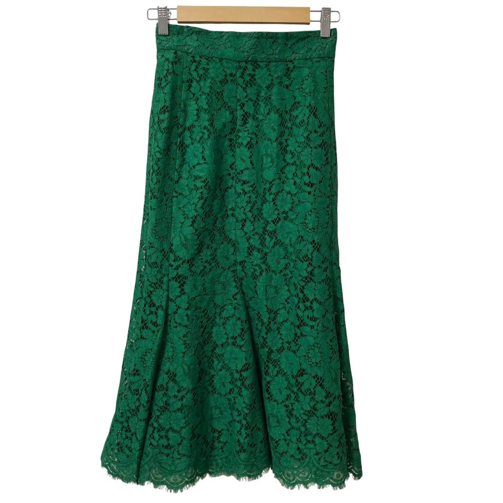DOLCE-GABBANA ドルチェアンドガッバーナ フラワーレース マーメイド ロングスカート サイズ36 グリーン レディース 古着