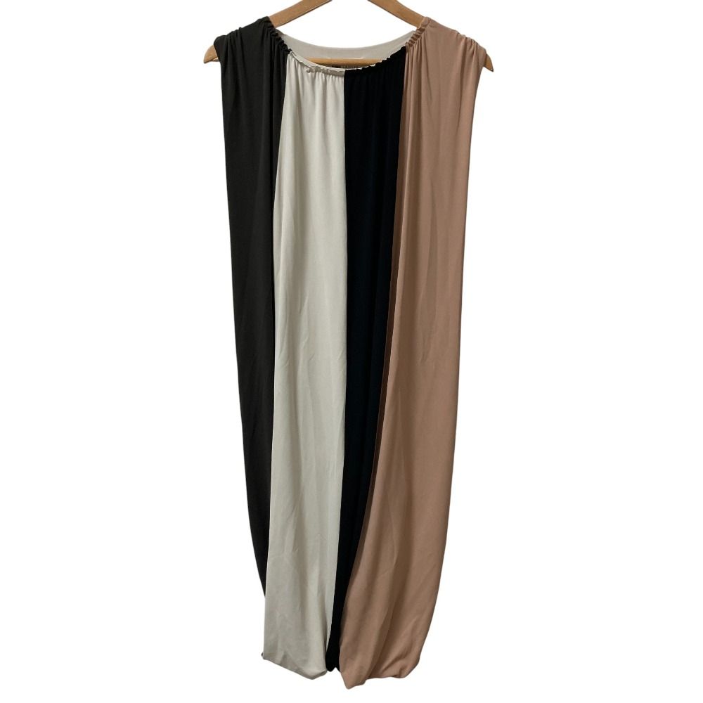 LANVIN ランバン パネルストライプ ストレッチ バルーンワンピース サイズ36 マルチ レディース 古着