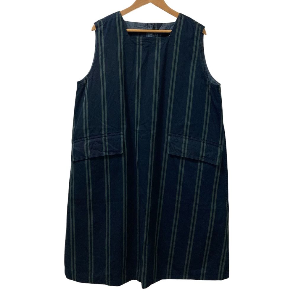 45R フォーティーファイブアール おこめサテンのジャンパースカート ワンピース インディゴブルー×グリーン レディース 古着