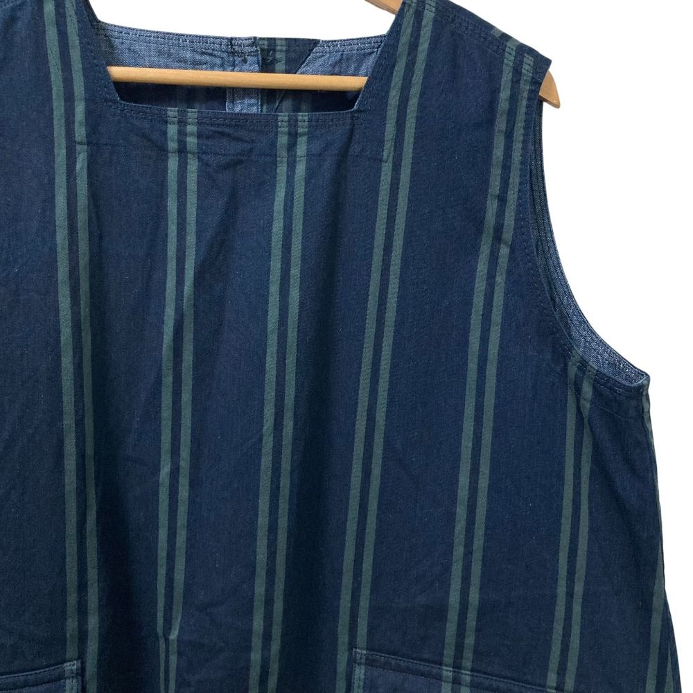 45R フォーティーファイブアール おこめサテンのジャンパースカート ワンピース インディゴブルー×グリーン レディース 古着
