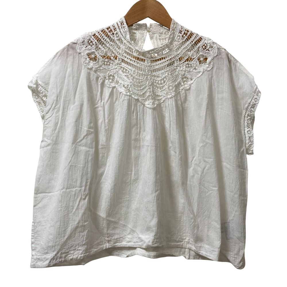 45R フォーティファイブアール インドカディリボンレースのMキャミ ブラウス ホワイト レディース 古着